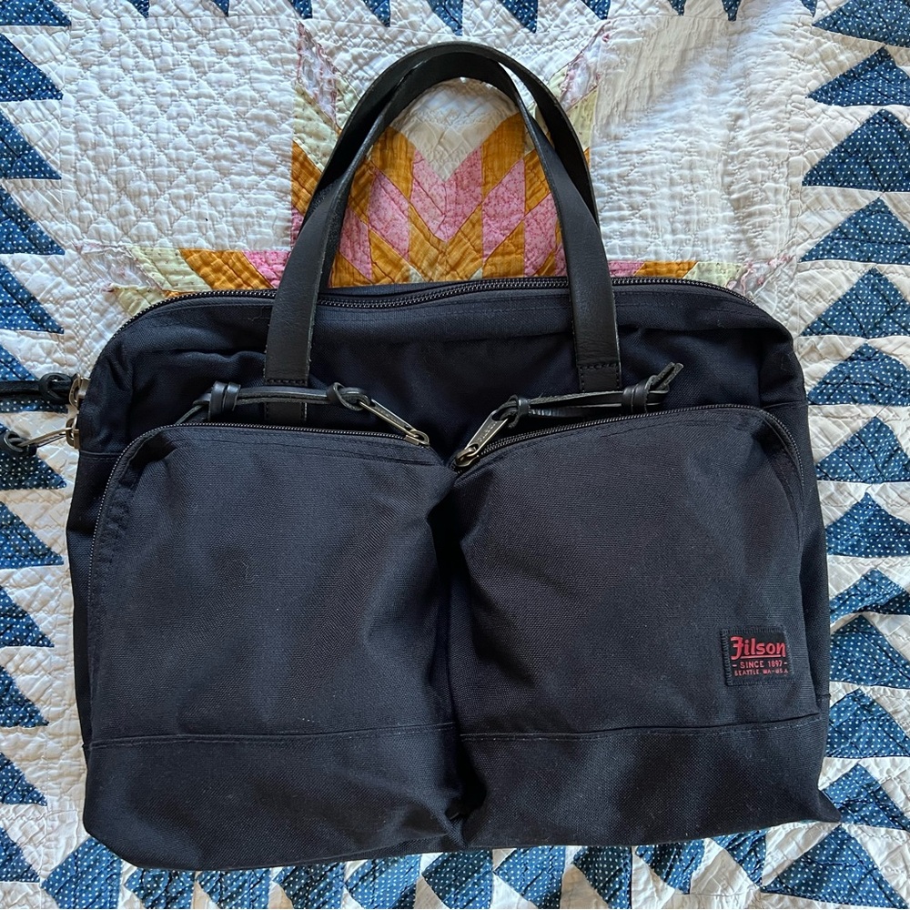 Filson Dryden Briefcase Black Laptop Bag Business Carryon Carryall Travel Tote